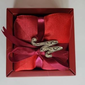 Initial M Brooch Pin By MONET with Fragrance Sachet in Original Box